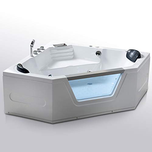 SIMBASHOPPING USA Whirlpool Bathtub Hydrotherapy 2 Persons 10 Water Jets Hot Tub 59" - Marbella