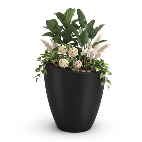 Mayne Milano 30in Round Modern Planter, Black