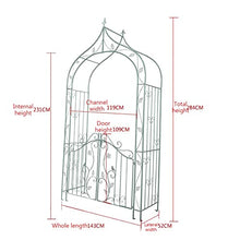 Metal Garden Arbors Wedding Arch with Door,Garden Arch/Rose Arch,for Roses, Climbers, Fruit, Archway or Peas,White