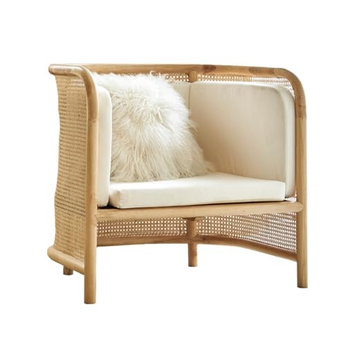 XJOYSL7921 Rattan Chair Patio Single Chair, Outdoor Armchair, All-Weather Brown Wicker Rattan Sofa, Patio Seating for Balcony Garden Porch Pool Modern Accent Chair for Living Room