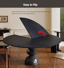 HAIXHX Black Foldable Round Table Top Extender, Large Universal 47.2"-94.5" Diameter Circle Wooden Table Top, Replace Table Top, No Legs, Load Capacity 300 kg/661 lbs(Diameter 59.1"/150cm)