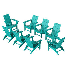 WestinTrends 8-Piece Modern Poly Folding Adirondack Chair Set Turquoise