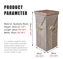 ARCVOX Xiangyun Decorative Column Stand, Garden Plant Pedestal, Asian Home Decor Antique Stone Look, Traditional Pillar Sculpture Display(Size M)
