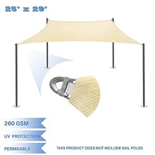 E&K Sunrise 25' x 29' Sun Shade Sail Rectangle Canopy Shade Cover with A Ring Steel Cable Wire UV Block for Pergola Patio Backyard Garden Deck Outdoor (Beige)