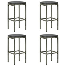 LKJVFCPW 5 Piece Patio Bar Set with Cushions, Outdoor PE Rattan Bar Table and 4 Stools, Weather-Resistant Garden Furniture Set for Backyard, Deck, Poolside