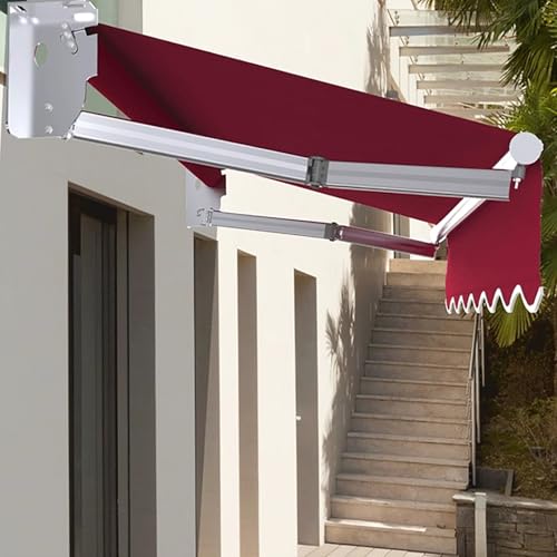 GJZDPMY Retractable Patio Awning 13.1x6.6 ft - Manual Crank Outdoor Shelter, Durable Aluminum & Polyester for Doors & Windows, UV Protection, Weather Resistant