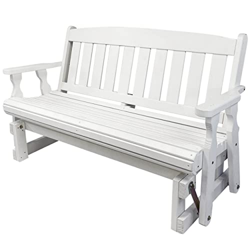 Amish Casual Heavy Duty 800 Lb Mission Pressure Treated Porch Glider (4 Foot, Semi-Solid White Stain)