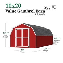 Little Cottage Co. 10x20 Value Gambrel Barn with 4 ft. Sidewalls, Outdoor Wood Storage Shed Do-It-Yourself Precut Kit