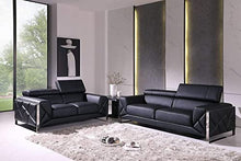 Blackjack Furniture Gianni Italian Leather Sofa with Adjustable Headrests Black
