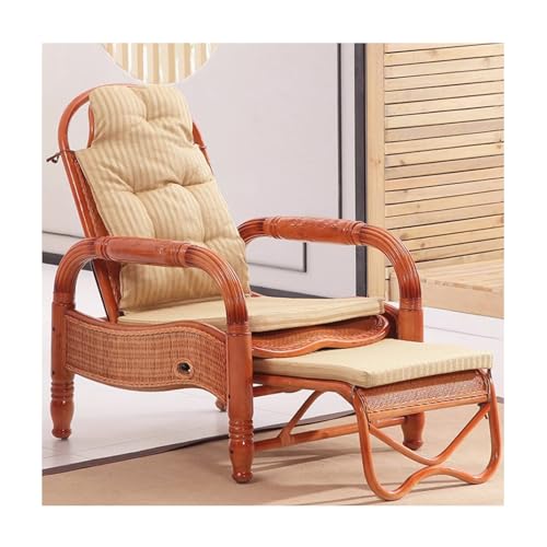 Rocking Chair with Extendable Footrest, Spacious Outdoor Lounge Chair for Garden Porch Balcony(B,185 * 70 * 55cm)