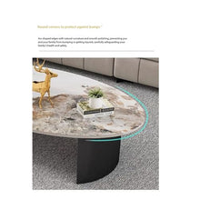 DINBOZ26X Living Room Table Rock Tea Table, Living Room, Small Household, Bar, Oval Outdoor Side Table(Black,Large)
