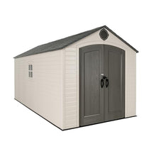 Lifetime Outdoor Storage Shed, 8x15 Ft, Desert Sand, Resin Backyard Tool Shed with Lockable Doors and Weather-Resistant Panels