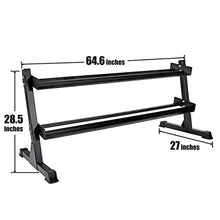 WF Athletic Supply Rubber Coated Hex Dumbbell Set with Rack and Mat - Dumbbells Only 5-50LB with 2-tier Rack and Mat