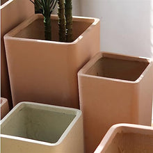 ZOCWJK Planter Pots Plant Pots Straight Rectangular Pure White Large Faux Cement High Models Floor Flower Pots Simple Bottom with Drainage Holes Planters Flower Plant Pot,Medium