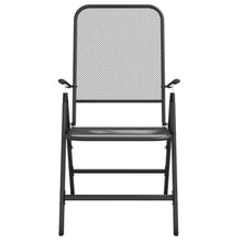 HKLGBVCR Folding Patio Chairs 4 Pcs, Iron Frame Outdoor Chairs with 7-Position Reclining Backrest, Expanded Metal Mesh Anthracite, Foldable Seating for Outdoor Space