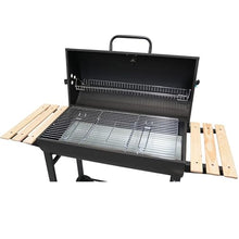 Charcoal Portable BBQ Grill with Wooden Shelf and Wheels, 49.2 in (125 cm) Wide