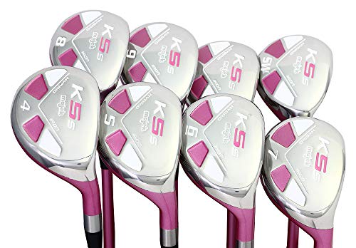 Majek Pink Senior Ladies Golf Hybrids Irons Set Ultra Light Weight Forgiving Fuchsia Woman - Pink