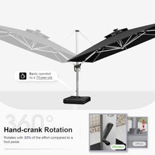 OROTLECT 11' x 11' Square Lighted Cantilever Umbrella With Base,Black