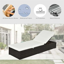 UOPYNE Patio PE Wicker Chaise Lounge, Outdoor Cushioned Wicker Chaise Lounger with Adjustable Backrest, Upgraded Adjustable Sun Lounger for Outside Sunbathing Camping Pool Beach