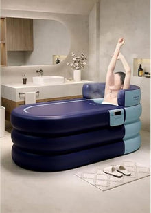 RKUVPAE Ice Bath Tub - Portable Polar Plunge Pool for Outdoor Travel, Foldable Cold & Hot Water Sauna, Deep Freeze Therapy for Adult Injuries Recovery, 140X84X74CM, Blue (Size:160X84X74CM,Color:Blue)