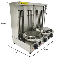 BREVELTION Electric 3 Burners Turkish Barbecue Machine Shawarma Maker Kebab Gyro Grill Stainless Steel Vertical Rotating Oven with Meat Catch Pan and Adjustable Tempereture