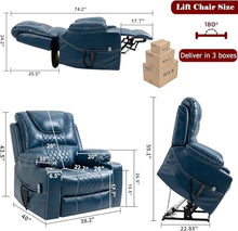 Dual Motor Power Lift Recliner Sofa with Massage Heat and Cup Holders