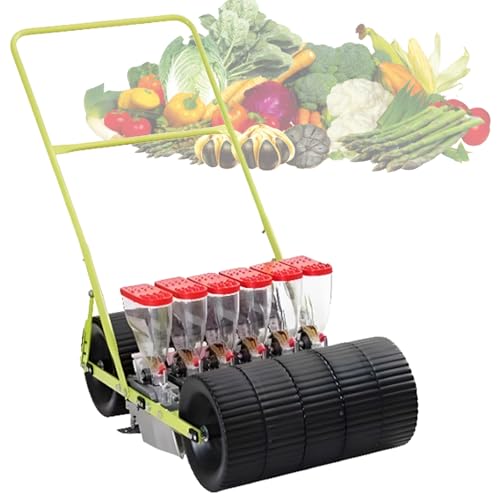 DOZPAL Manual Vegetable Seeders for Parsley, Cabbage, Radish & More, 3/4/5/6 Row Farmer Hand Push A Precision Seeder, Adjustable Row Spacing/Plant Spacing/Depth 6Row