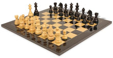 The Chess Store German Knight Staunton Chess Set Ebonized & Boxwood with Black & Ash Burl Board 3.75" King
