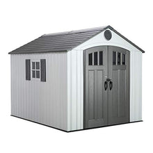 Lifetime 8 x 10 Ft Outdoor Storage Shed, Dual-Wall HDPE Construction, Steel-Reinforced, Skylight and Window, Lockable Doors, UV-Protected Gray Finish