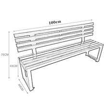 E Stool Outdoor Patio Garden Bench Park Leisure Bench 2-3 Seat Solid Wood Seat Courtyard Rest Weather-Resistant French Chair with Back for Deck/Entrance Furniture (39in)