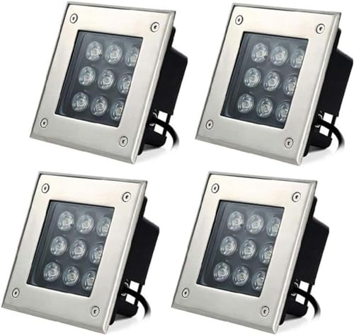 4PCS Outdoor Buried Lights - 110V LED Landscape Lights, Underground Light LED, Square Embedded IP67 Waterproof Garden Landscape Lights, LED outdoor recessed spotlight ( Color : Green light , Size : 24