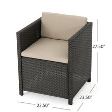 Benzara Outdoor Dining Chair Set of 2 Modern Iron Dark Brown Wicker Brown Beige