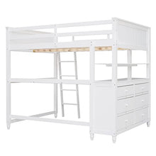 Harper & Bright Designs Full Size Loft Bed with Desk and Storage Drawers White