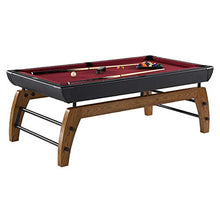 Hall of Games 7' Edgewood Drop Pocket Table with Pool Ball and Cue Stick Set Brown