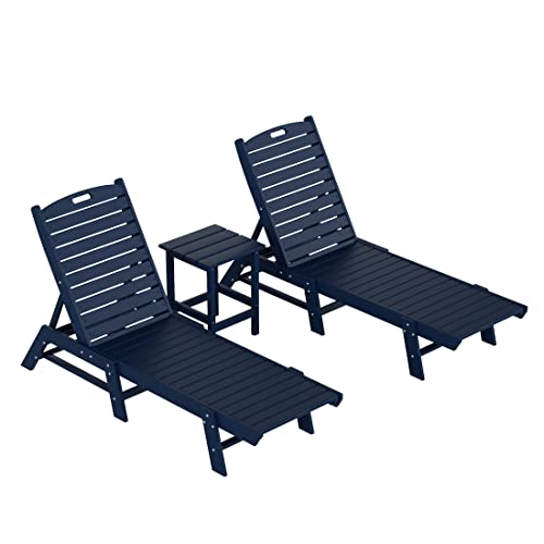 WestinTrends Malibu Poly Reclining Outdoor Patio Chaise Lounge Chair Set Navy Blue