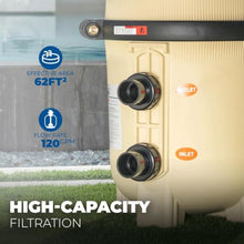 XtremepowerUS 62 Sq. Ft. DE Pool Filter for In-Ground Swimming Pools, 120 GPM High Flow Diatomaceous Earth Filtration System, Heavy-Duty Tank, Compatible with Pentair 263064 & 261055 Grid Assemblies