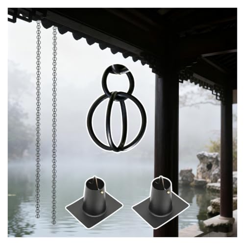 WAHHWF Aluminum Rain Chain with Gutter Adapter, 6 mm Wire