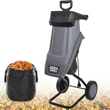 CYMYYDS 2400W Electric Wood Chipper, High-Power Garden Shredder Crusher, Crush up to 40mm, with Wheels and 50L Collection Bag for Garden Debris, Leaves and Branches Grey