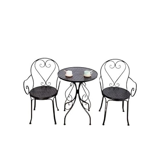 Balcony Table and Chair Set Modern Simple Outdoor Tables And Chairs Garden Furniture Outdoor Leisure Iron Courtyard Balcony Tables And Chairs Combination Bistro Table Set ( Color : 2pcs black chair 1t