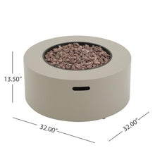 Merax 32 Inches 40,000 BTU Round Iron Propane Fire Pit, Light Grey