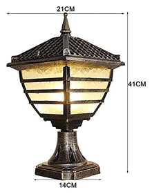 ALDEPO Courtyard Light American Retro Industrial Courtyard Garden Column Head Lamp Lighting Fixtures Exterior Fence Lamp Outdoor Floor Base Lamp Landscape Column Head Lamp 1-Light E27