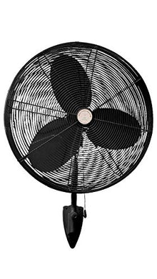 Outdoor Patio Fan - Wall Mount Mist Fans - Waterproof - Industrial Grade Fan - High-Velocity Fan - For Patio, Industrial, Warehouse, Barns, Dust Control Application (24" Fan - Oscillating - Black)