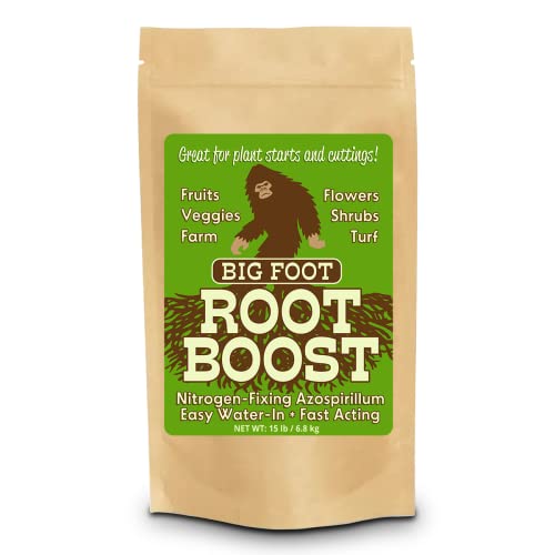 Big Foot Probiotic Root Boost Water Soluble Powder for Established Plants and Transplants - Grow Root Size, Increase Nitrogen, Grow New Plants from Cuttings, Pea Inoculant - 15 Pounds