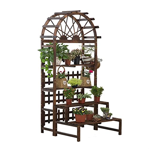RWGOVLU Flower Stand Balcony Three-tier Potted Plant Bonsai Large Flower Stand Hanging Wood Stepped Indoor And Outdoor Courtyard Plant Stand