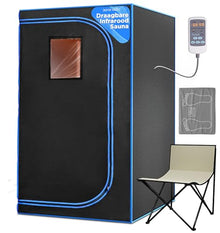 SereneLife Portable Sauna Box for Home, Infrared Sauna Tent with Heated Foot Pad and Folding Chair, Remote Control In-Home Spa, 35" x 71" - inch (Black)