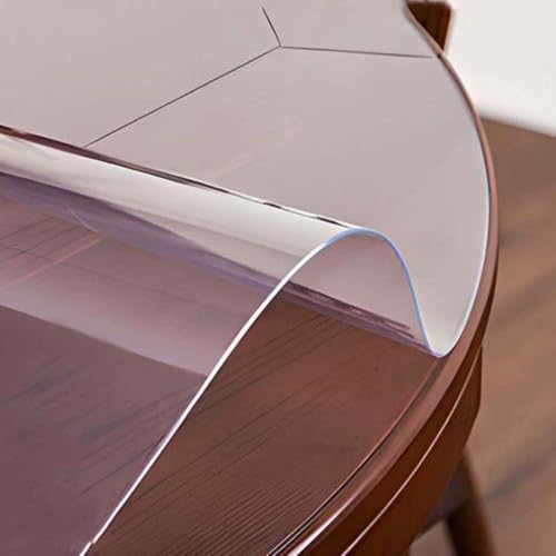 Ffsaacol Clear PVC Table Protector, Round Plastic Tablecloth Cover, Transparent PVC Table Cover Protector, Stain Resistant, Anti-Scratch, Washable, Heat Resistant 3mm, 160cm/63in