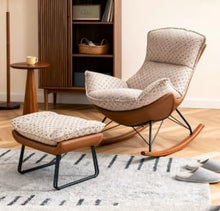 RFBXZPTADNU Rocking Chair with Footrest Upholstered Lounge Armchair