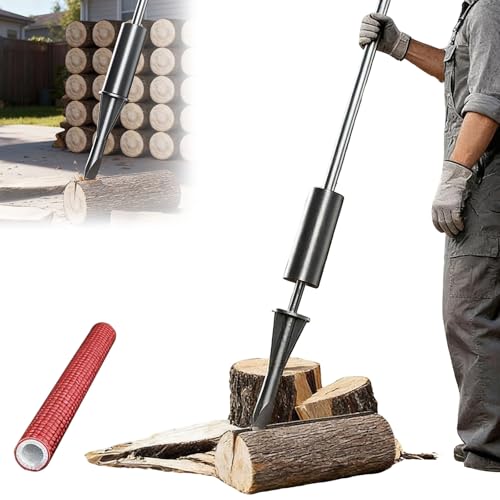 piudoiliy Heavy Duty Manual Inertia Wood Splitter, 2.5cm/3cm Portable Log Splitter,Heavy Duty Firewood Splitting Tool, for Camping, Farm (3cm)