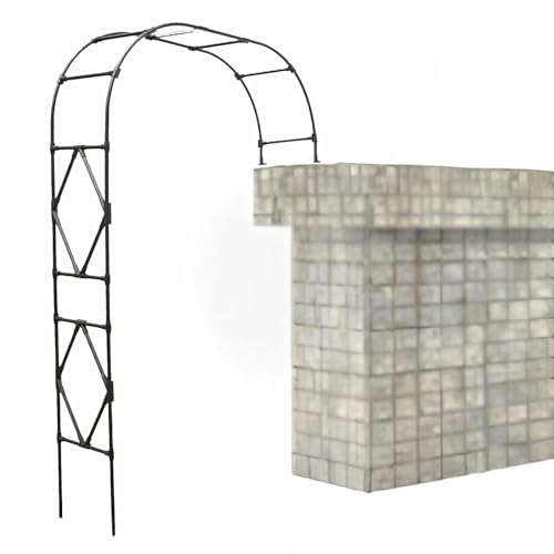 Garden Trellis, Garden Arbor Trellis 20mm Galvanized Steel Climbing Plants Wedding Decor Black(Black-a,210x240cm/6.8x7.9ft)