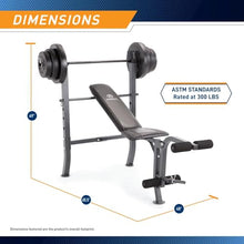 MARCY Diamond Elite MD Standard Bench with 100 lb. Weight Set Black